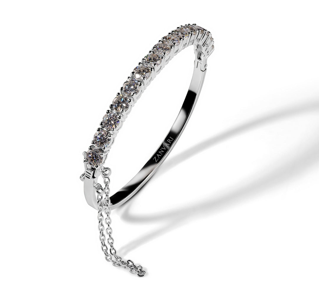 Captivating Moissanite 0.5 Carat Bangle | Sterling Silver 925 White Gold Plated