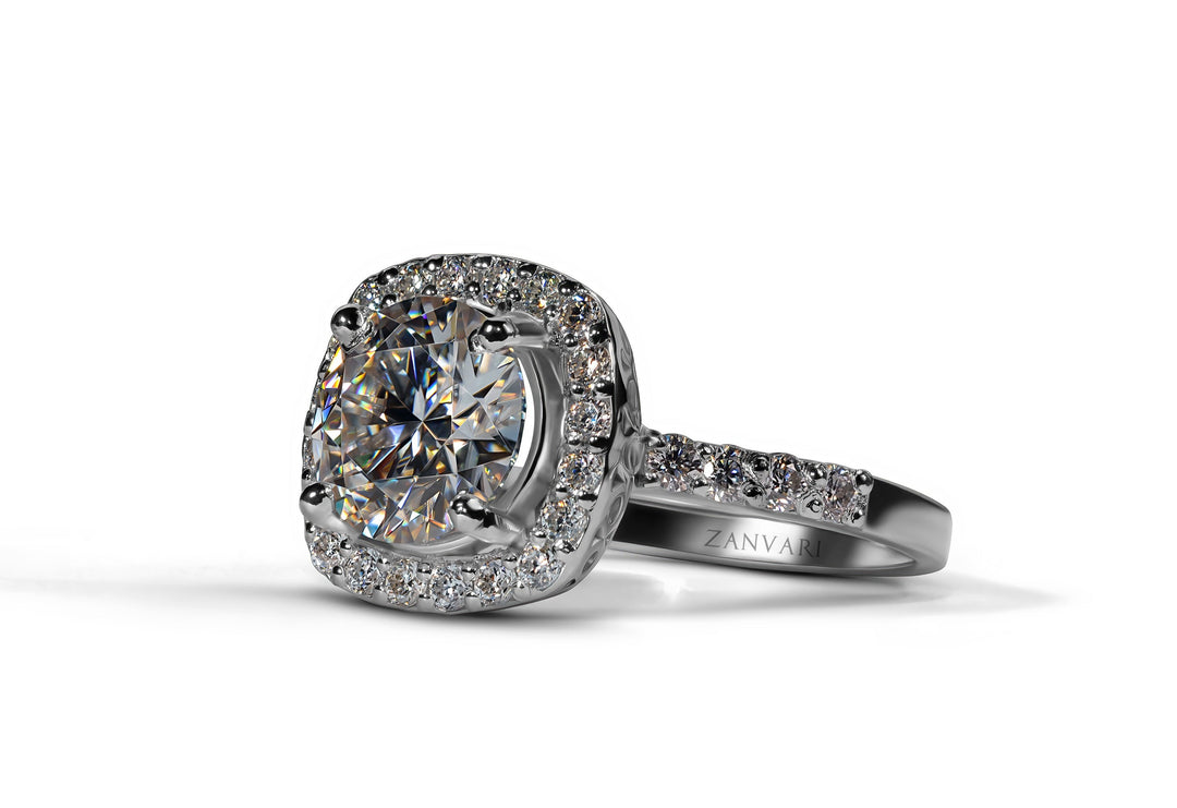 Showcasing 2 carat Moissanite in Halo design made in 925 silver 