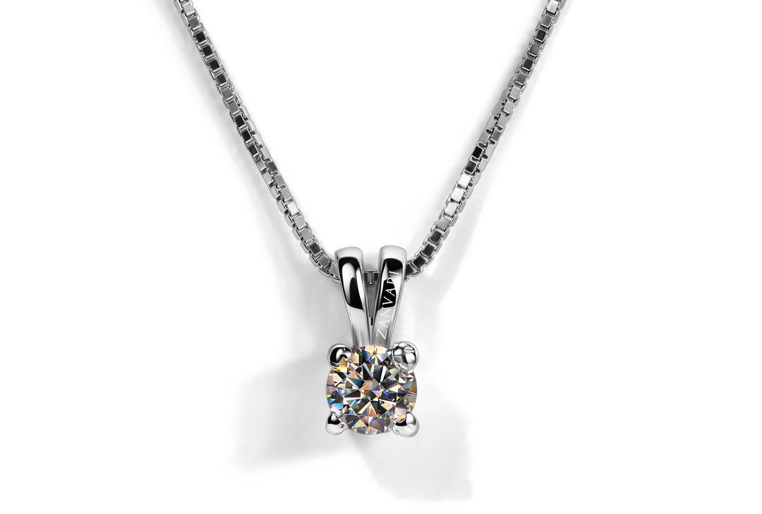 Showcasing a moissanite alternative for diamond pendant in 925 silver with Italian boxed chain a delicate pendant for her