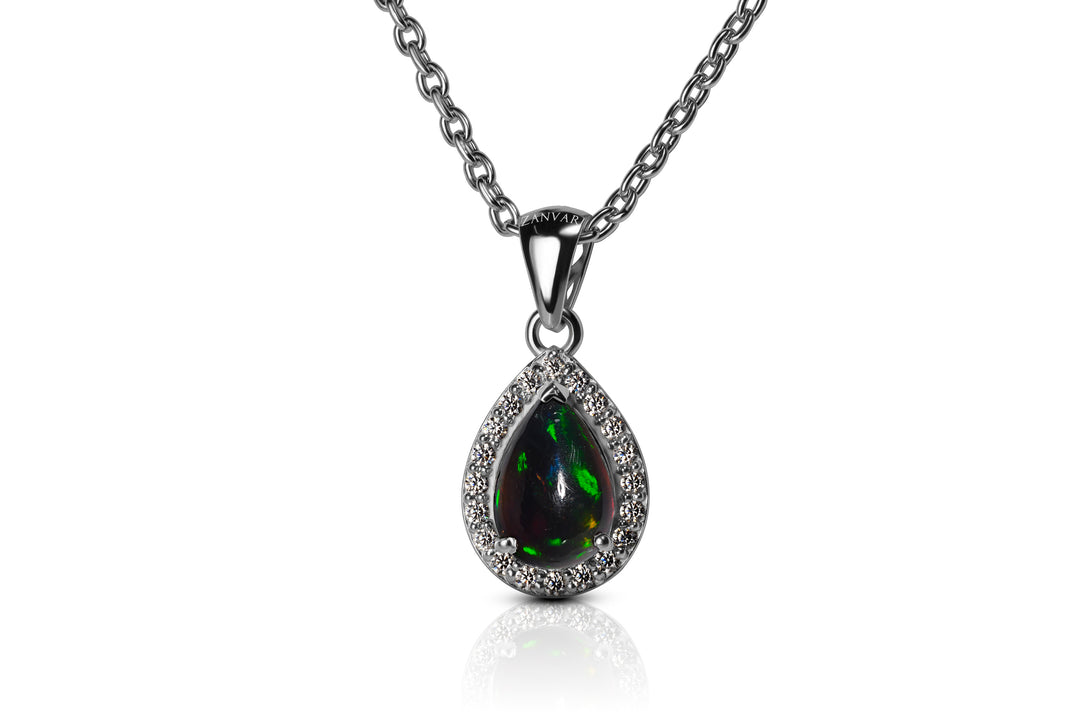 Certified Natural Opal Necklace in 925 Sterling Silver | Zanvari Karachi
