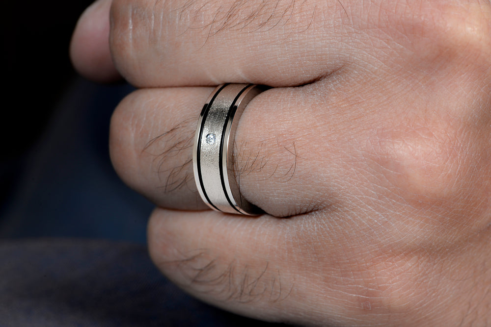 Moissanite Male ring in 925 silver handmade