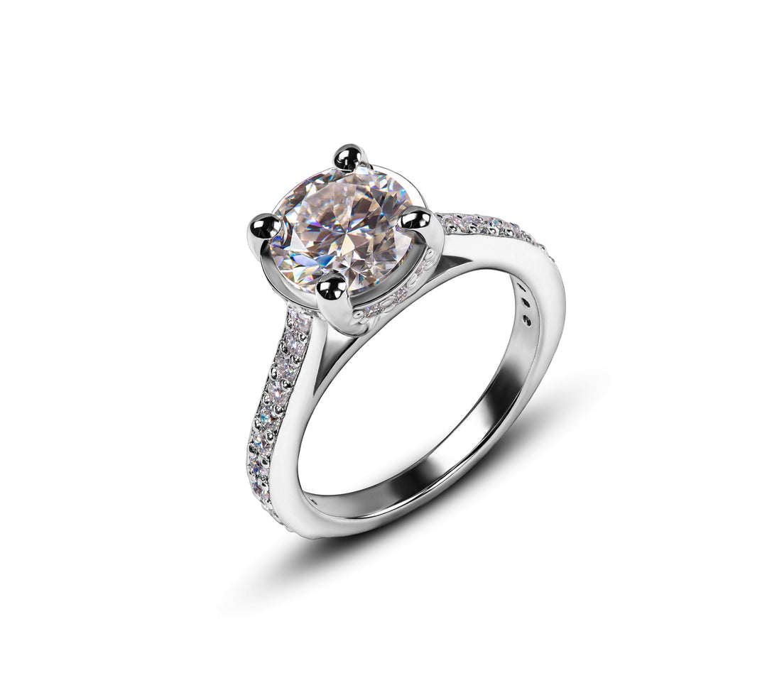Moissanite Ring In sterling silver 925, perfect diamond alternative for wedding or engagement or even birthdays.