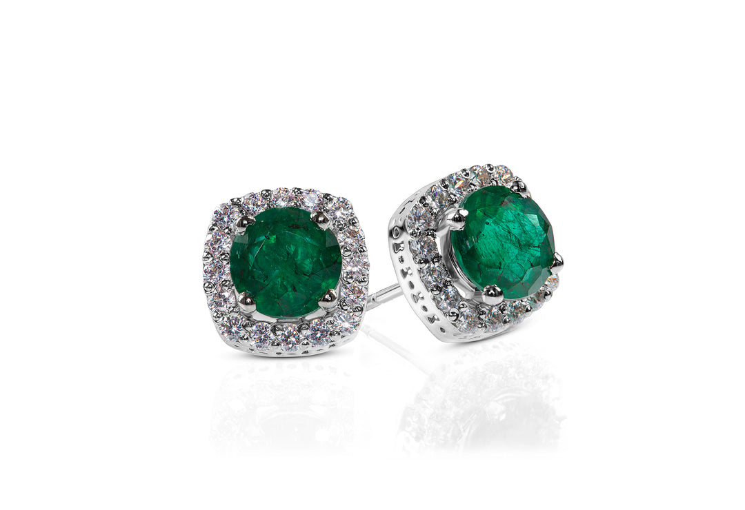 Emerald Imitation Studs Earrings In Sterling Silver 925