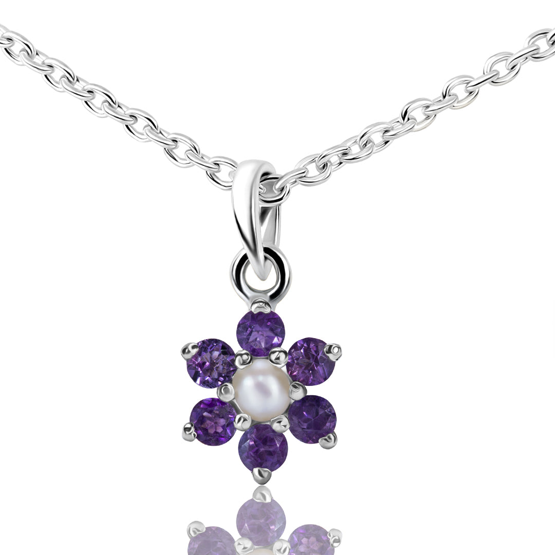 Natural Amethyst With Natural Pearl In Sterling Silver 925 