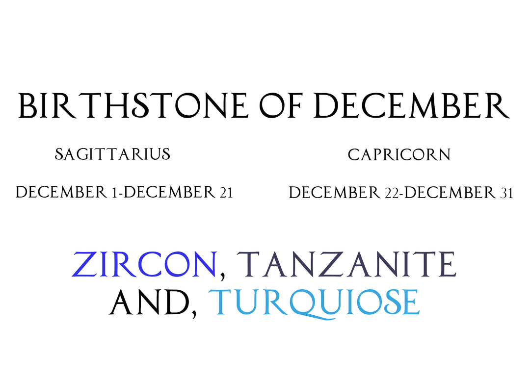 Birthstone Of December Zircon, Tanzanite and Turquoise.