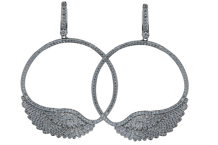 mossanite flaming wings inspired earrings in silver