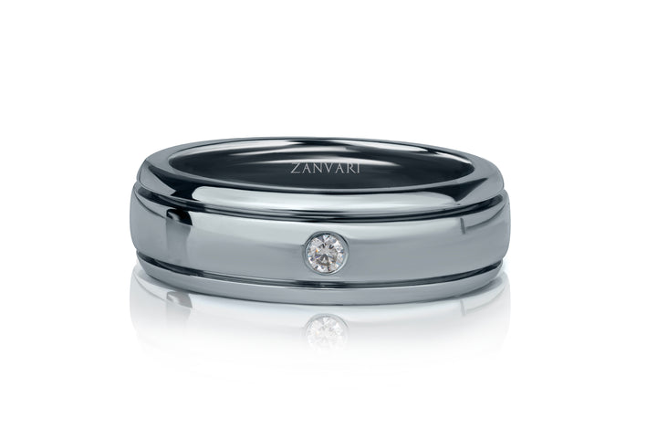 Moissanite ring for him crafted in 925 silver, perfect for gift or wedding.