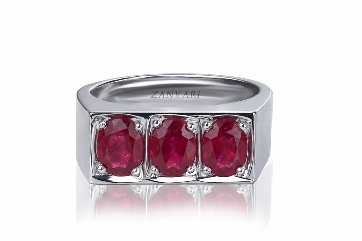 Handcrafted 925 silver ring with natural ruby gemstone