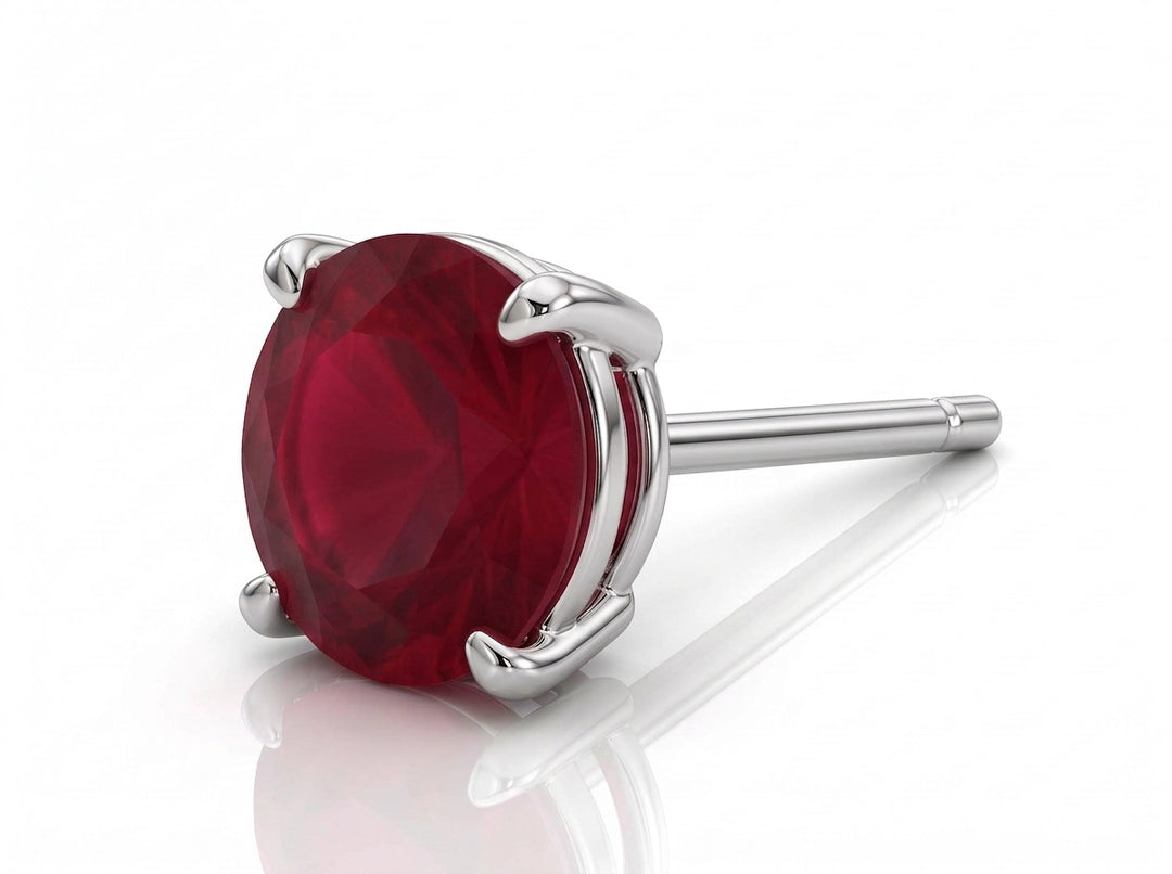 Ruby male stud in silver