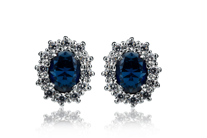 synthetic blue studs in silver