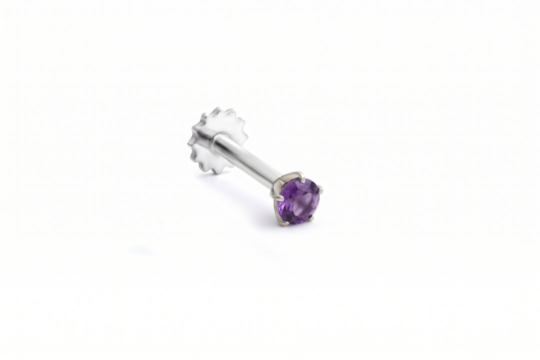 Silver amethyst nosepin by Zanvari