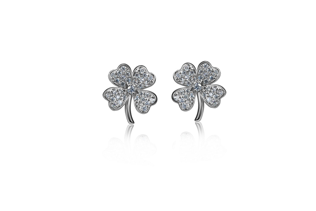 Clover studs in 925 silver rhodium plated handmade