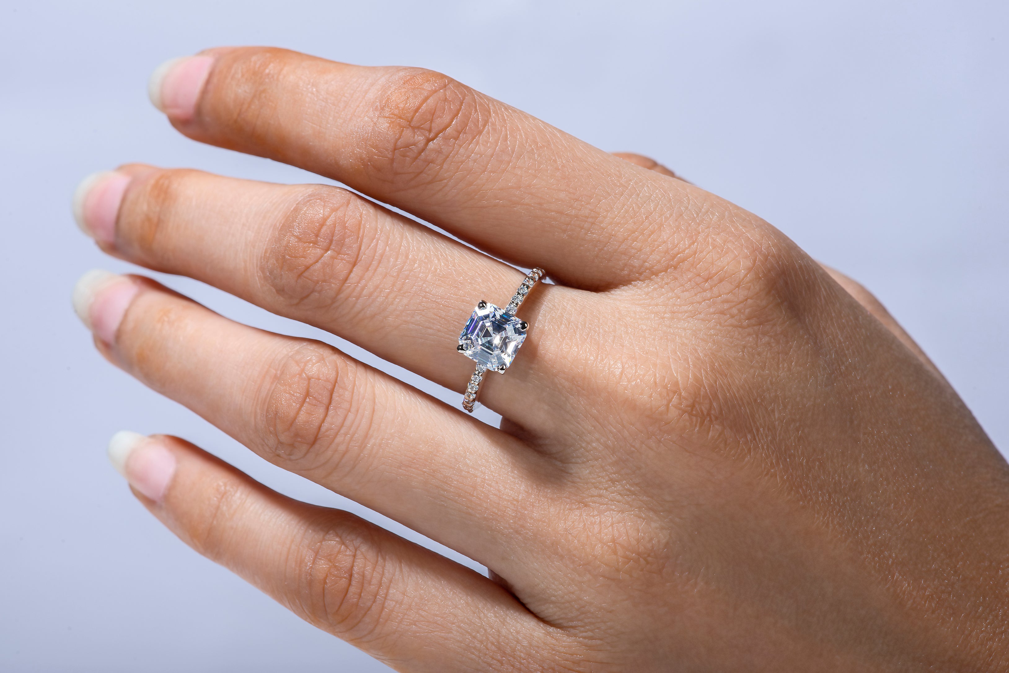 Asscher on sale moissanite ring