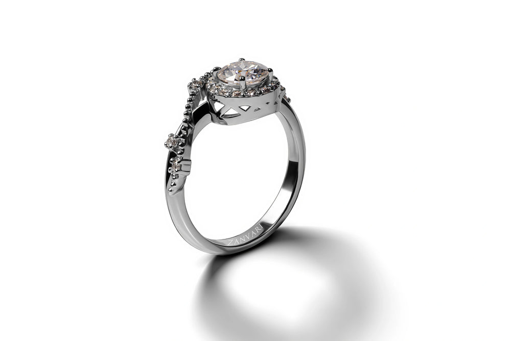 Side view of moissanite ring in 925 silver perfect for gifts by Zanvari gems & jewelry