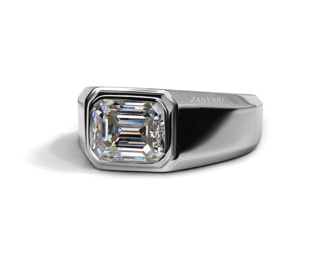 Moissanite Carat Emerald Cut Diamond Ring Price Demi Ring Three