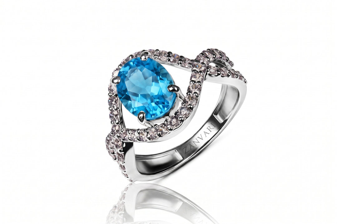 Topaz Cascade Ring — 1.25–2ct Natural Blue Topaz in 925 Silver
