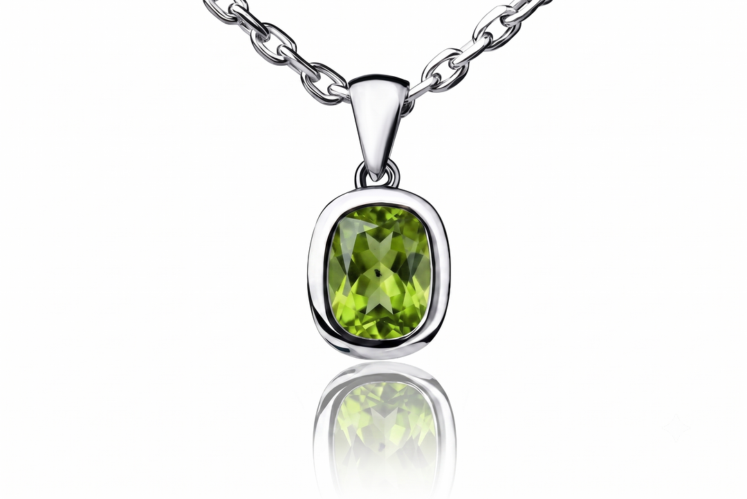Olivine Crystal — Natural Peridot Necklace in Sterling Silver