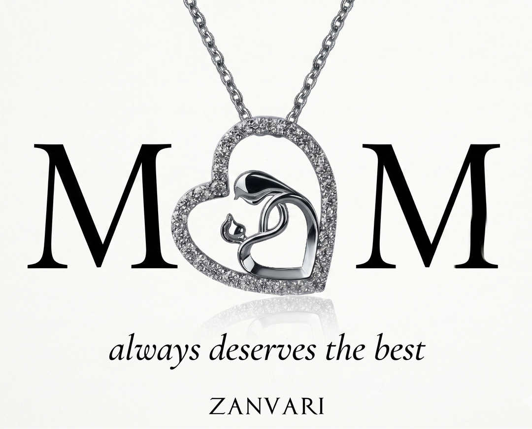 Her Heart My Home pendant worn — heart moissanite pendant in 925 silver by Zanvari Pakistan