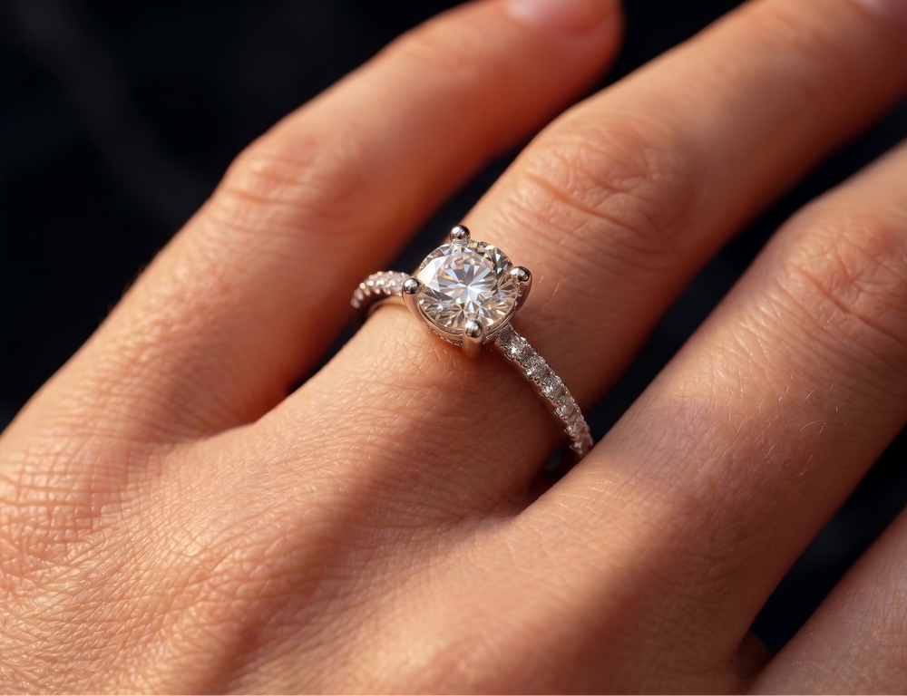 Moissanite 2 carat sterling silver ring 