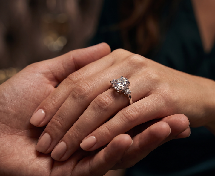 Proposal ring in oval cut moissanite 2 carat