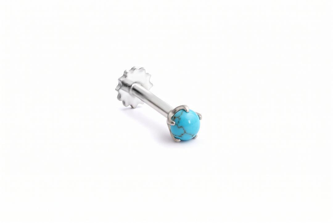 nosepin of turquoise in silver
