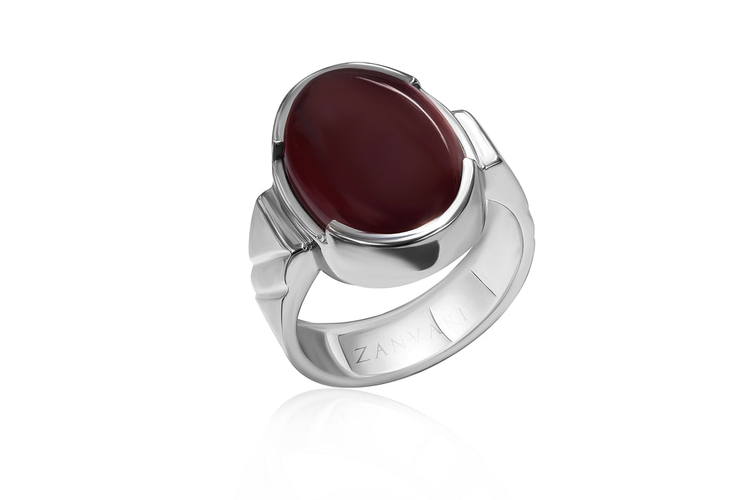 Yamini aqeeq red agate ring is 925 silver