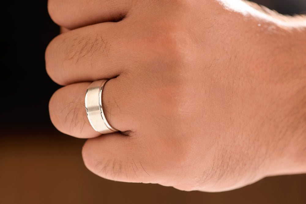 Elegant Matte Finish Sterling Silver 925 Ring with White Gold Plating | ZANVARI