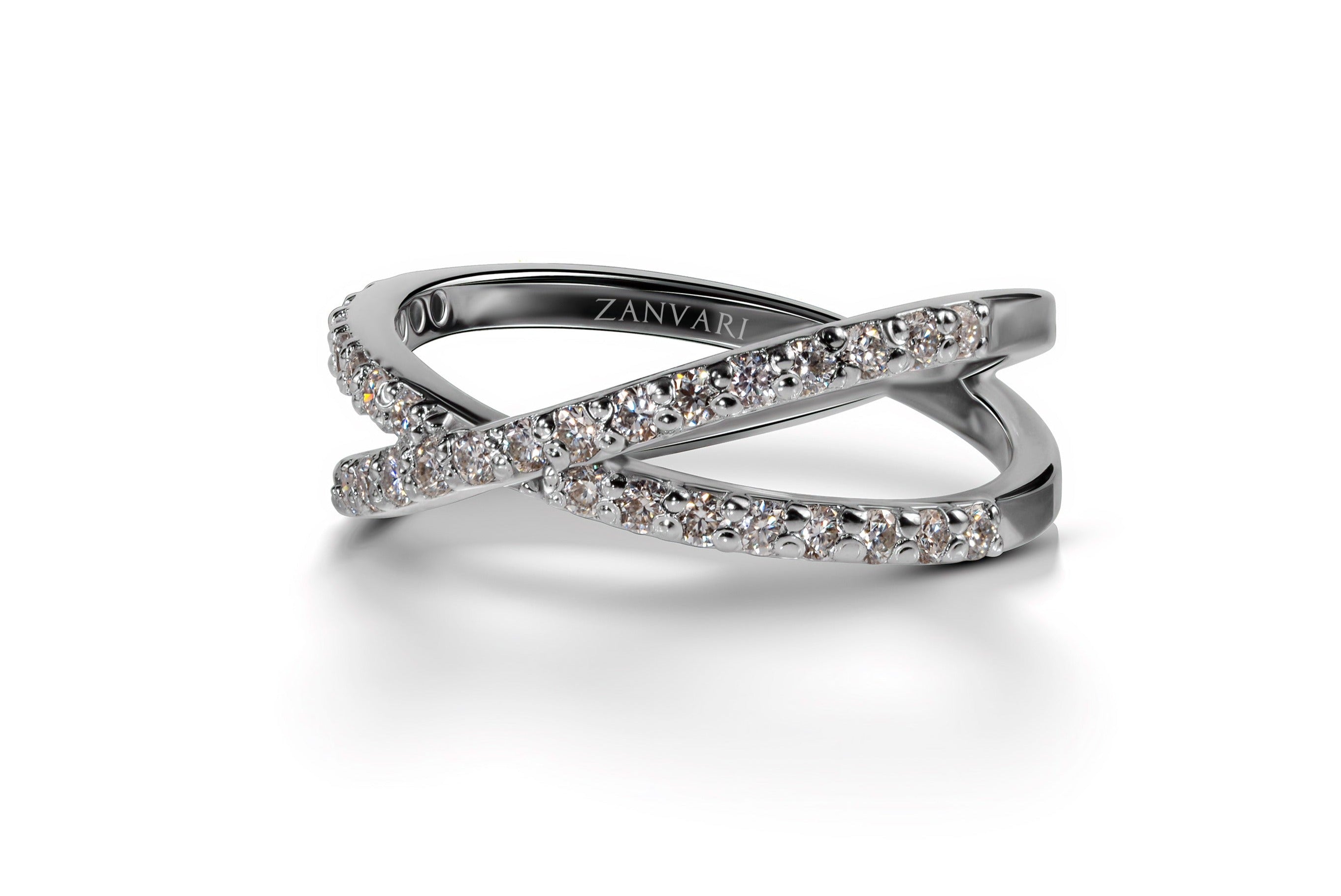 Diamond criss cross ring in sterling silver deals
