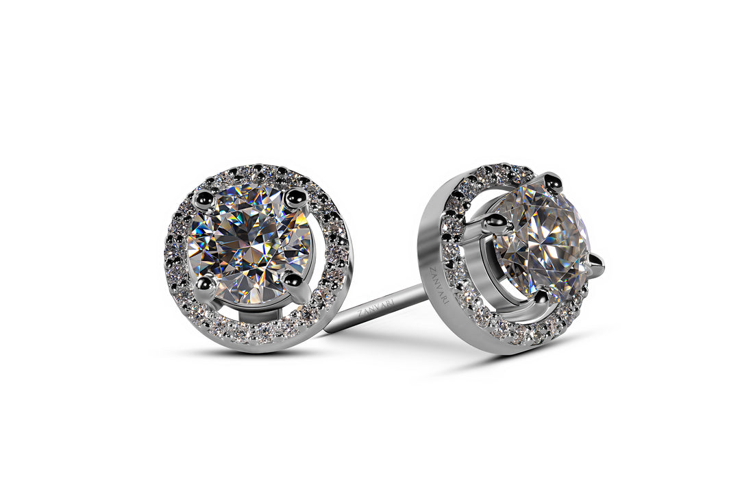 1 carat Moissanite an alternative for diamonds studs in handmade 925 silver by Zanvari, versatile for both formal and casual wear