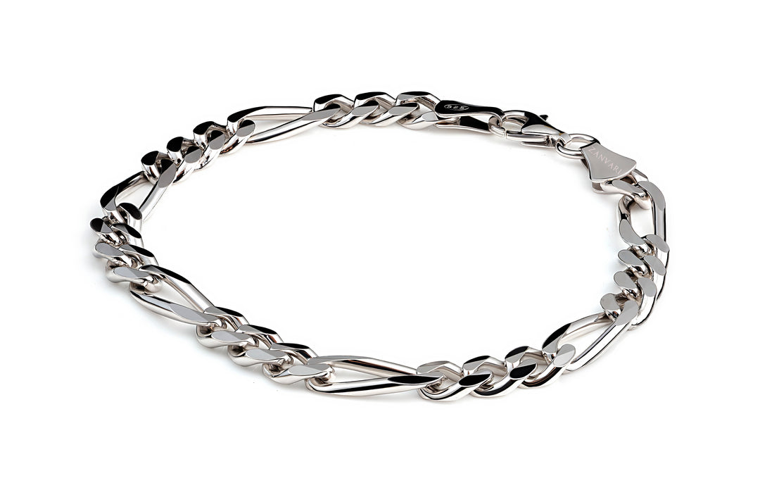 Figaro men's bracelet in silver a perfect gift for him.