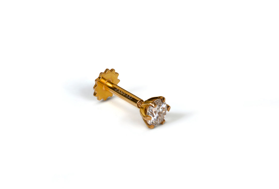 Moissanite Nose pin in 21k Gold