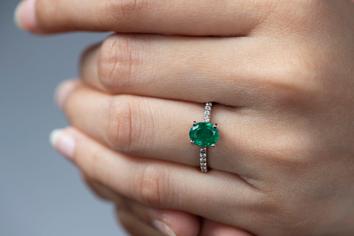 Green Stone with Zirconia Ring - Exquisite Sterling Silver Jewelry | Zanvari
