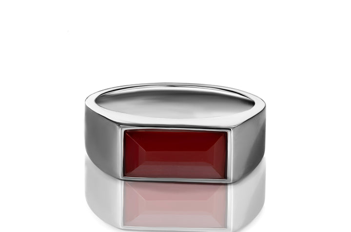 Islamic Red Aqeeq (Agate) ring in sterling silver, spiritual protection men’s ring.