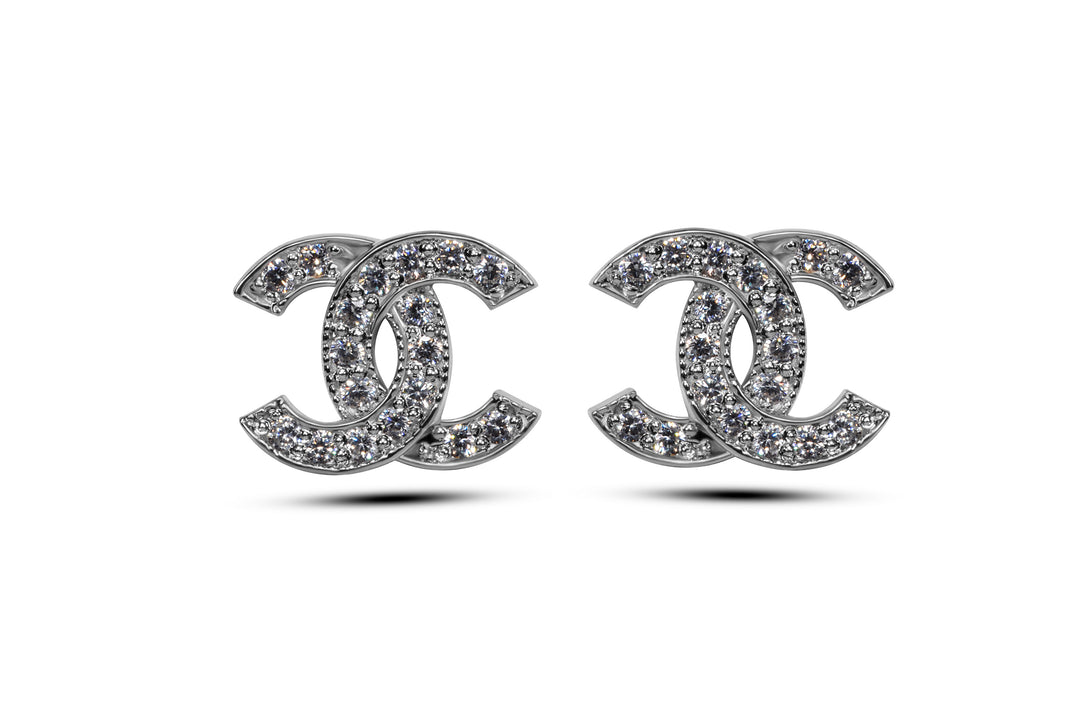 Chanel inspired Moissanite diamond studs in 925 silver perfect for any ocassion 