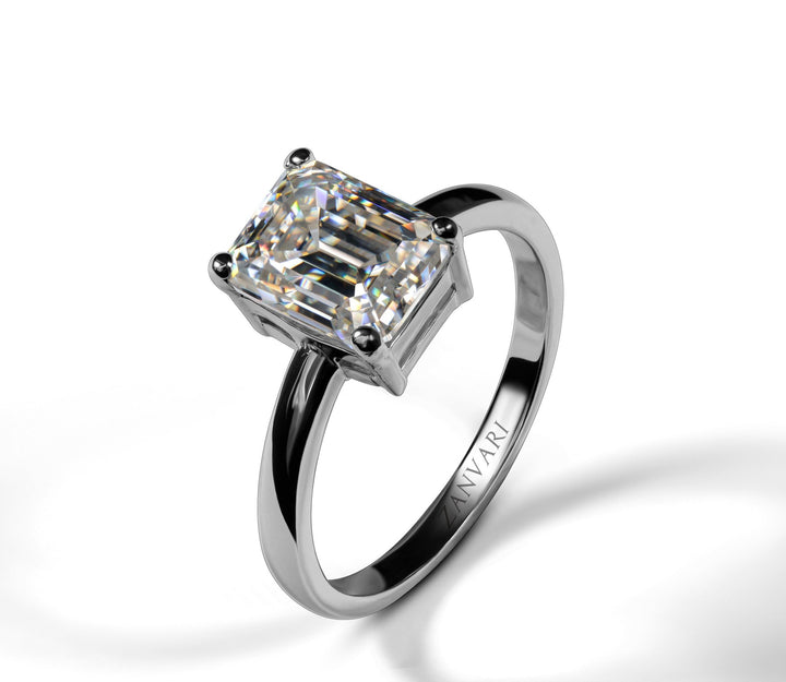 Emerald Cut Moissanite ring in 925 silver by zanvari