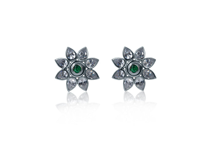 2023 Trendy Studs With Natural Emerald Crafted In 925 Silver