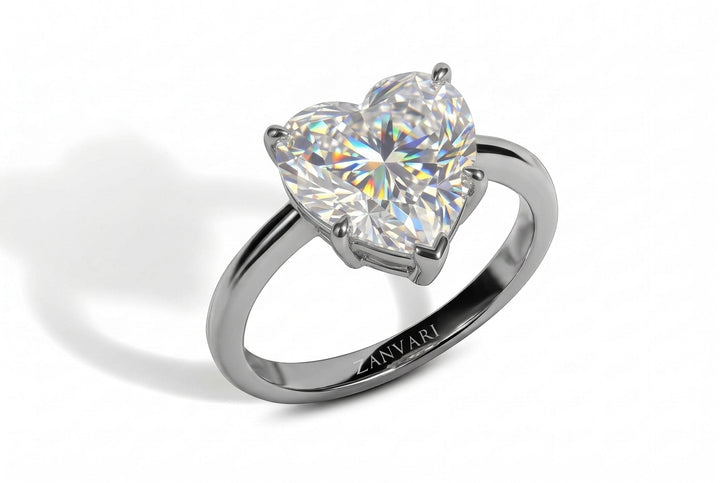 Heart shaped moissanite ring in silver