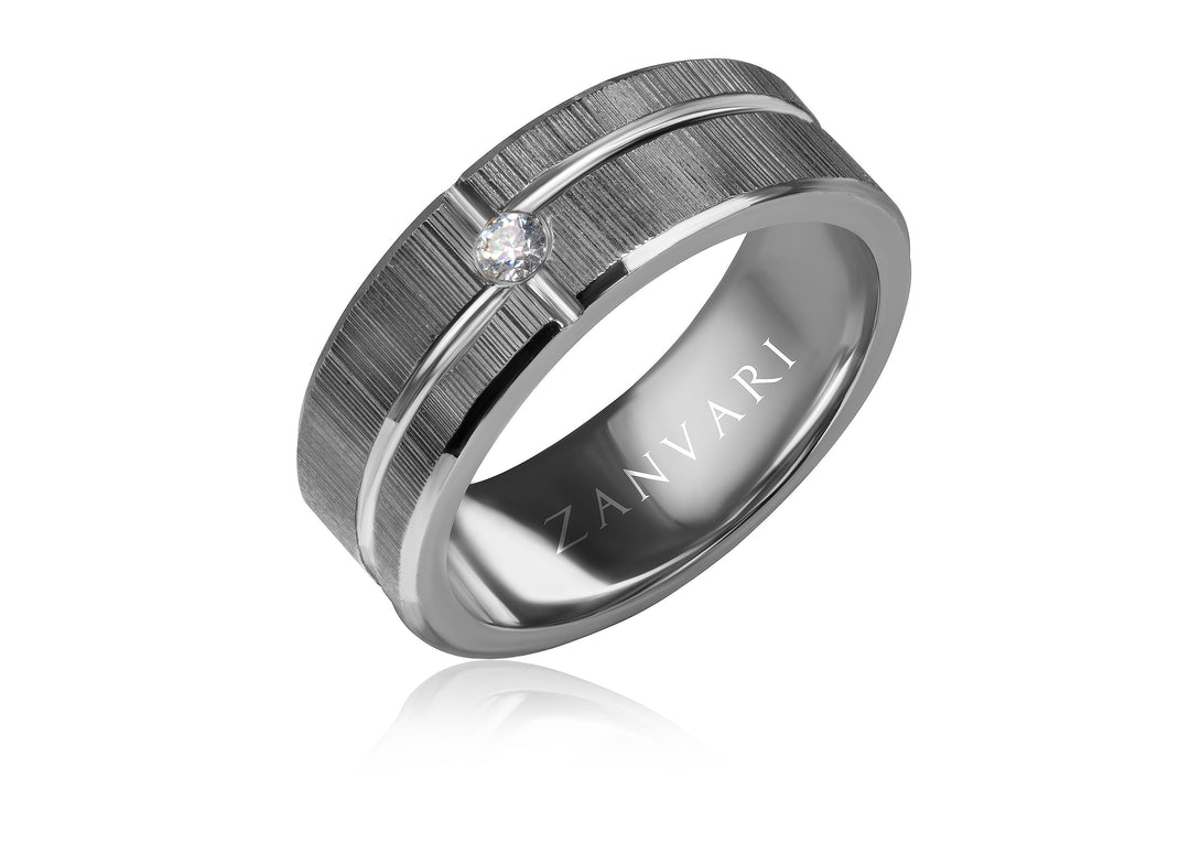 Natural diamond ring in 925 silver handcrafted by Zanvari rhodium plated 