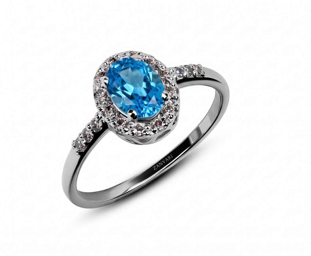 Stone of nature topaz ring in 925 silver 