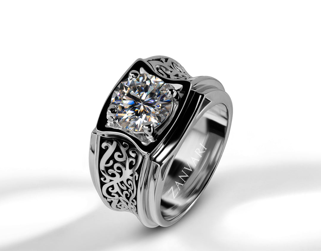 Moissanite 2 carat ring in 925 silver with white gold plating
