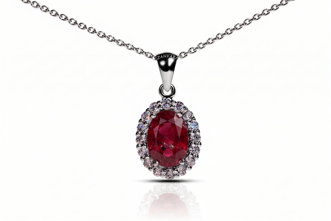 Handcrafted 925 silver ruby necklace with natural gemstone