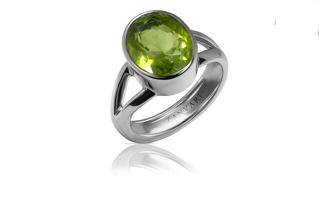 Natural peridot ring in silver