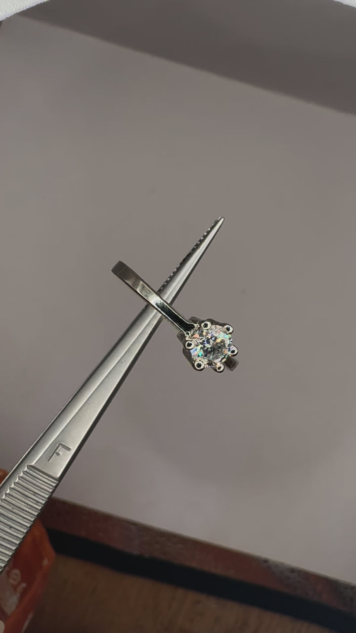 0.5 ct moissanite stone ring handcrafted in 925 silver by skilled craftsman at zanvari