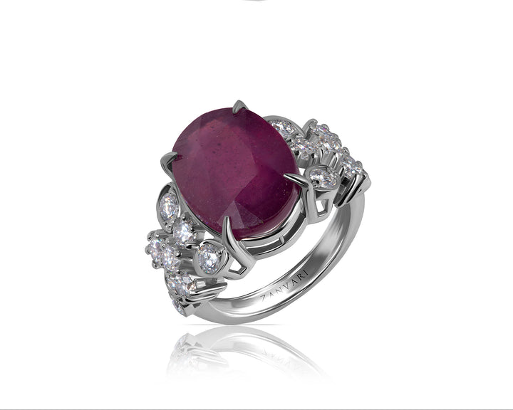 Natural Ruby 10 carats ring in 925 silver 