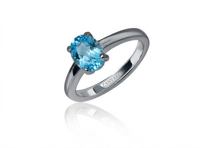 Topaz solitaire luxury silver ring