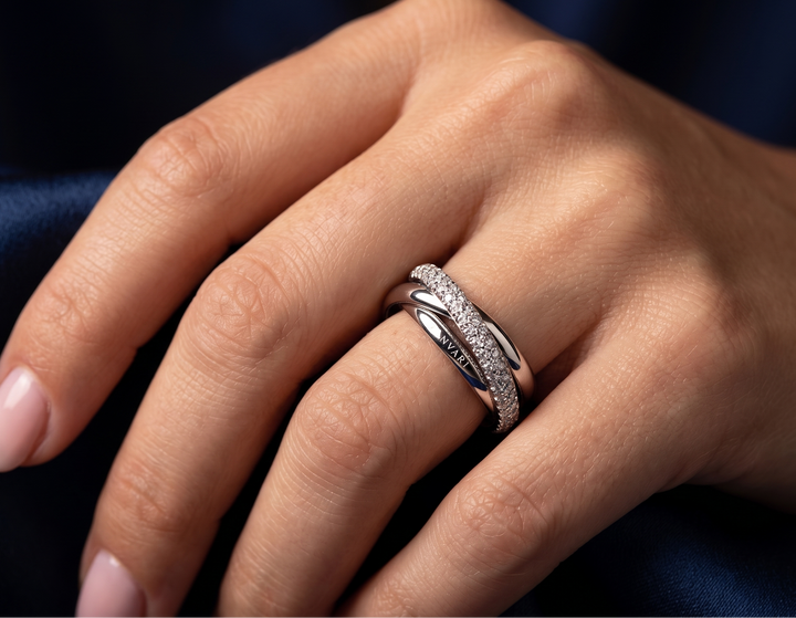 Moissanite tri ring in silver