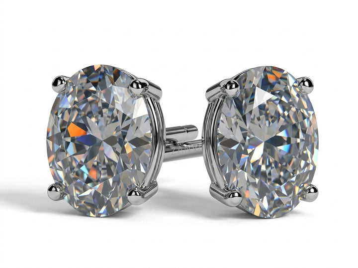Oval cut 1 carat moissanite solitaire studs