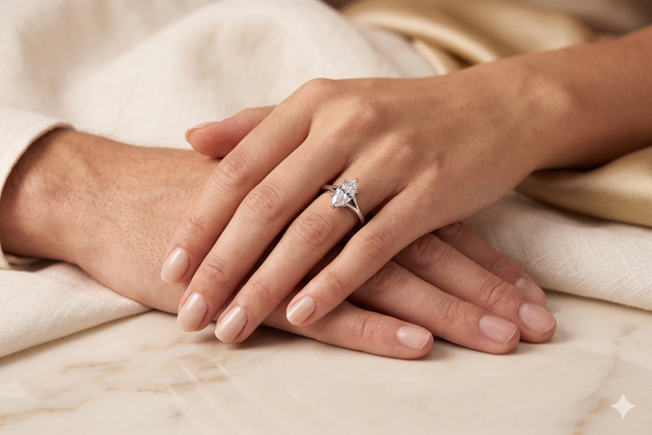 Silver marquis women rings
