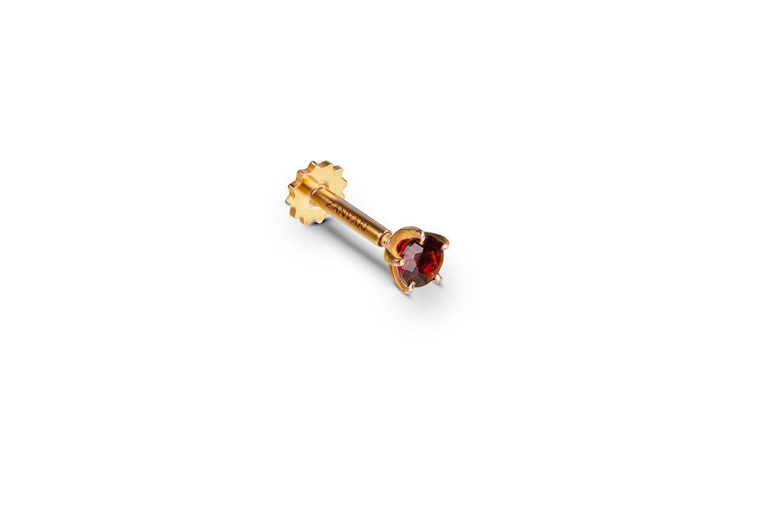 21K Gold Nose Pin with Natural Garnet - Timeless Elegance