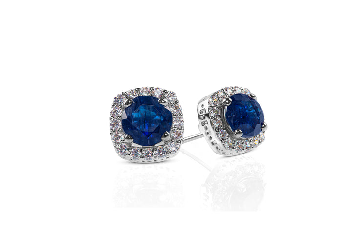 Sapphire Imitation Stud Earrings In Sterling Silver 925